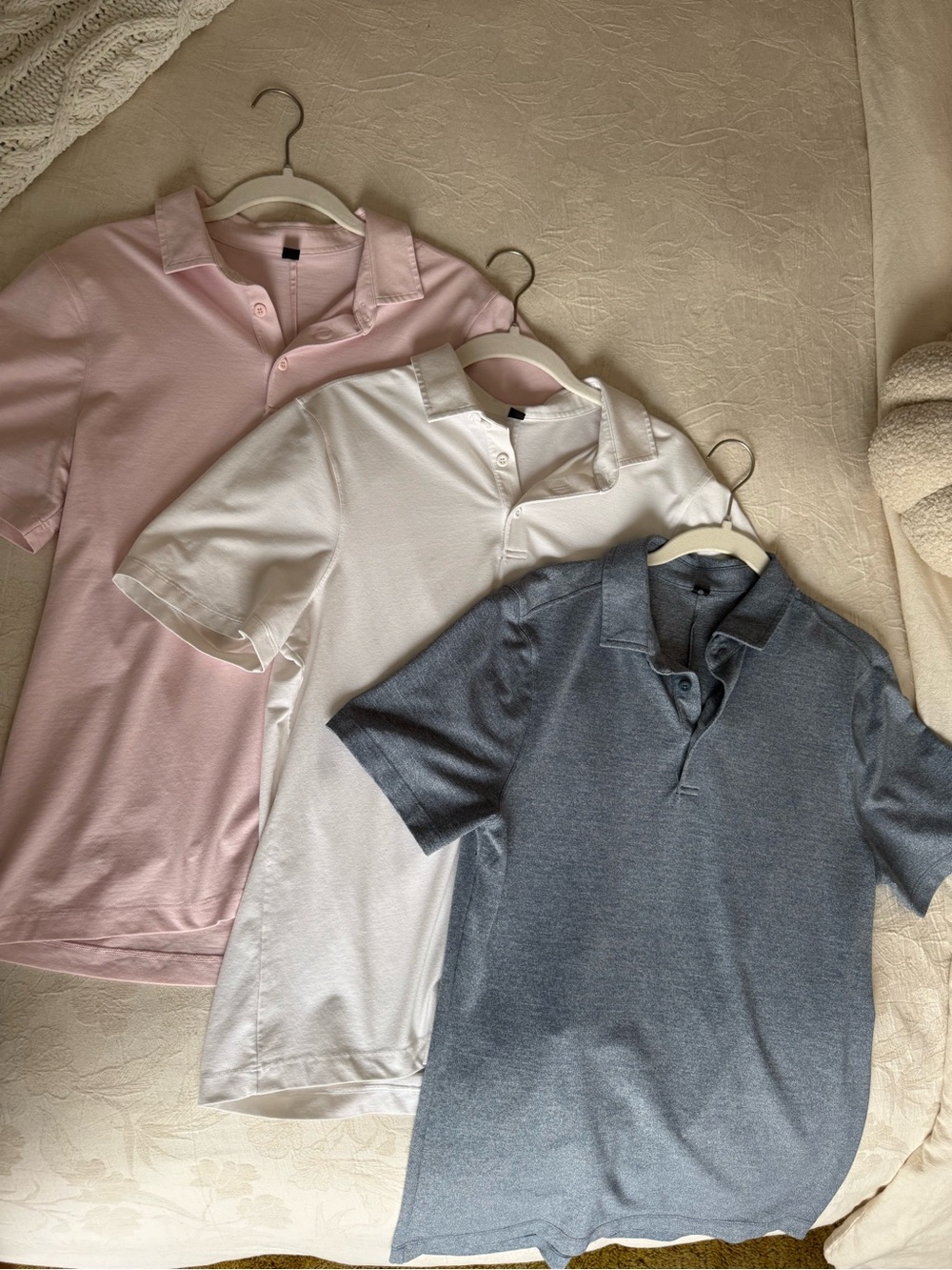 Lululemon Men’s Polo Trio - Pink, White, Blue-Gray